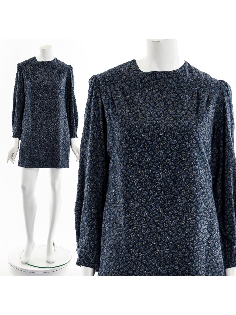 Moody Paisley Long Sleeve Shift Dress 90s